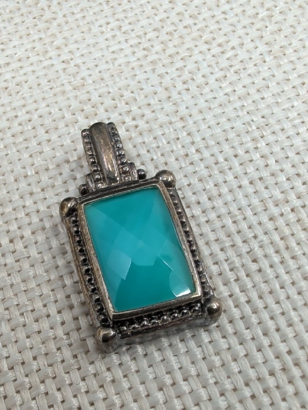 Whitney Kelly WK 925 Sterling Silver Turquoise Doublet Pendant Estate - Picture 9 of 17